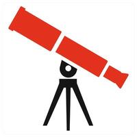 Telescope icon concept in red color vector