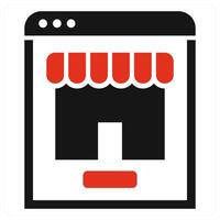 Online Store icon in red color vector