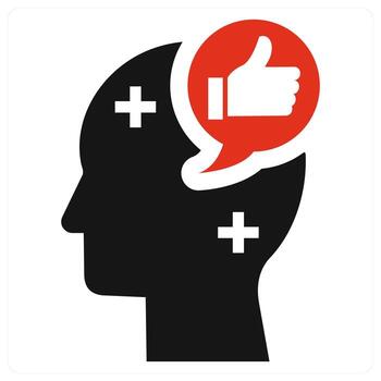 Optimistic icon concept in red color vector