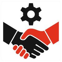 Partnership icon concept in red color vector