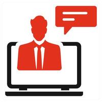 Online Teaching icon concept in red color vector