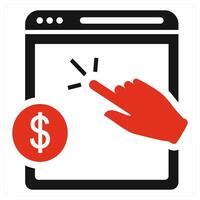 Pay Per Click and ppc icon concept in red color vector