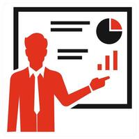 Presentation and analysis icon concept in red color vector