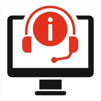 Online Support icon concept in red color vector