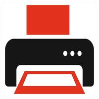Printer and document icon concept in red color vector
