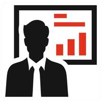 Presentation and meeting icon concept in red color vector