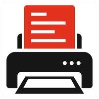 Printer and print icon concept in red color vector