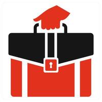 Portfolio and briefcase icon in red color vector