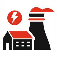 Power plant icon concept in red color vector