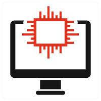 Processor icon concept in red color vector