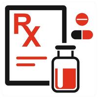 Prescription icon concept in red color vector