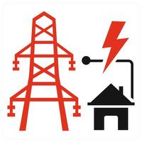Power Grid icon concept in red color vector