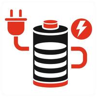Recharge Battery icon concept in red color vector