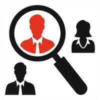 Recruitment icon concept in red color vector