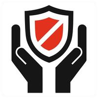Protection icon concept in red color vector