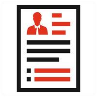 Resume and cv icon in red color vector