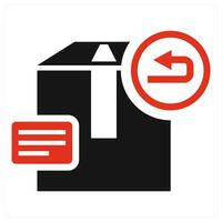 Return parcel icon concept in red color vector