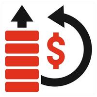 Return On Investment icon concept in red color vector