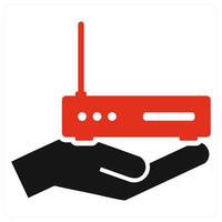 Router and wifi icon concept in red color vector