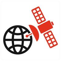 Satellite icon concept in red color vector