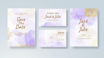 Artistic watercolor wedding invitation card in mint, featuring subtle gradients set on handmade paper. vector
