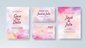 Minimalist watercolor wedding invitation card in sage green, featuring ethereal brushstrokes with a soft wash of color. vector