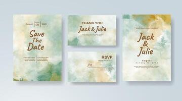 Boho watercolor wedding invitation card in lavender, featuring ethereal brushstrokes on a translucent overlay. vector