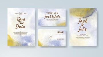 Boho watercolor wedding invitation card in navy blue, featuring subtle gradients on a translucent overlay. vector