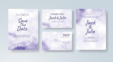 Modern watercolor wedding invitation card in coral, featuring custom monogram art on a translucent overlay. vector