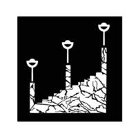 Marble staircase with lanterns monochrome vector