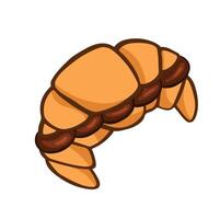Croissant with chocolate inside hand drawn color vector
