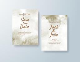 Modern watercolor wedding invitation card in blush pink, featuring gold foil touches framed by elegant borders. vector