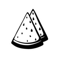 two triangle watermelon slice monochrome vector