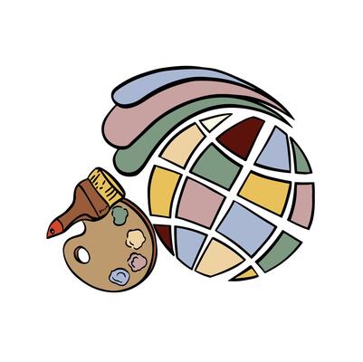 Logo color planet creativity on earth illustration hand made