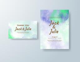 Boho watercolor wedding invitation card in sage green, featuring delicate lace patterns set on handmade paper. vector