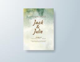 Minimalist watercolor wedding invitation card in sage green, featuring botanical designs framed by elegant borders vector