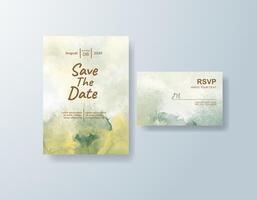 Minimalist watercolor wedding invitation card in dusty rose, featuring soft splashes of color against a white canvas vector