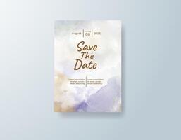 Minimalist watercolor wedding invitation card in dusty rose, featuring soft splashes of color against a white canvas. vector