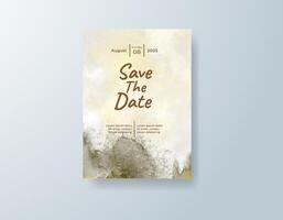 Vintage watercolor wedding invitation card in dusty rose, featuring custom monogram art with abstract layers. vector