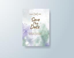 Boho watercolor wedding invitation card in sky blue, featuring subtle gradients with watercolor fade. vector