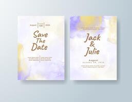 Elegant watercolor wedding invitation card in sage green, featuring geometric shapes with a soft wash of color. vector