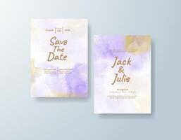 Minimalist watercolor wedding invitation card in dusty rose, featuring geometric shapes against a white canvas. vector