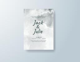 Minimalist watercolor wedding invitation card in sage green, featuring subtle gradients against a white canvas. vector