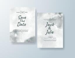 Classic watercolor wedding invitation card in sage green, featuring subtle gradients with abstract layers vector