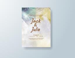 Classic watercolor wedding invitation card in peach, featuring gold foil touches featuring hand-blended hues. vector