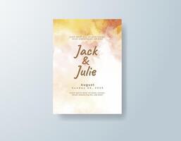 Boho watercolor wedding invitation card in navy blue, featuring soft splashes of color against a white canvas. vector