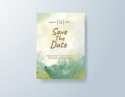 Romantic watercolor wedding invitation card in navy blue, featuring botanical designs set on handmade paper. vector