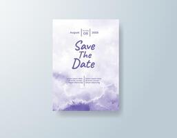 Boho watercolor wedding invitation card in lavender, featuring soft splashes of color framed by elegant borders. vector