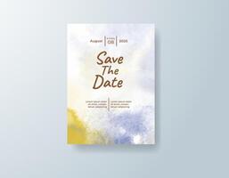 Artistic watercolor wedding invitation card in mint, featuring subtle gradients with abstract layers. vector