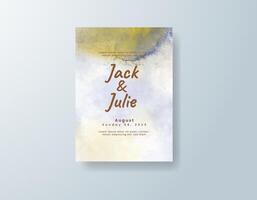Modern watercolor wedding invitation card in sky blue, featuring geometric shapes against a white canvas. vector